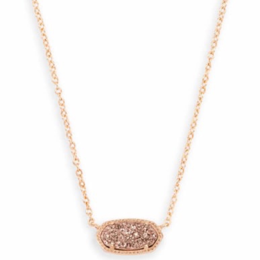 Kendra Scott Elisa Rose Gold Pendant Necklace in Rose Gold Druzy